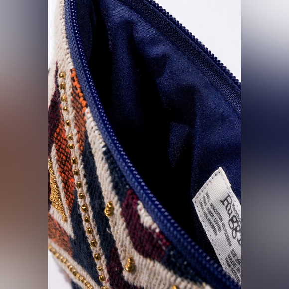 Handmade Hand Beaded Wristlet Clutch - Ethnic Tribal Inspired Design - Yarn Dyed - Picture 6 of 7